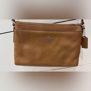 Coach Brown Pebble Leather Journal Crossbody Bag